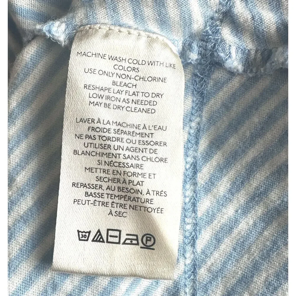 Pilcro Hankey-Hem Swing Tank Womens XL Light Blue Striped Asymmetrical Soft Top